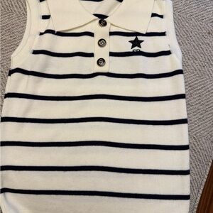 Striped Sleeveless Polo Shirt